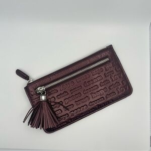 Brighton Metallic Red Purple Embossed Wallet with Tassel Zipper